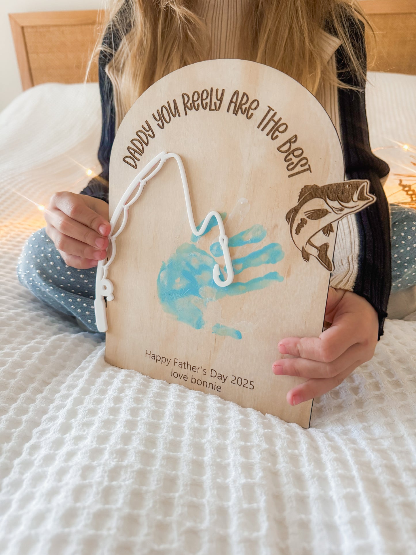 Fishing handprint plaque |