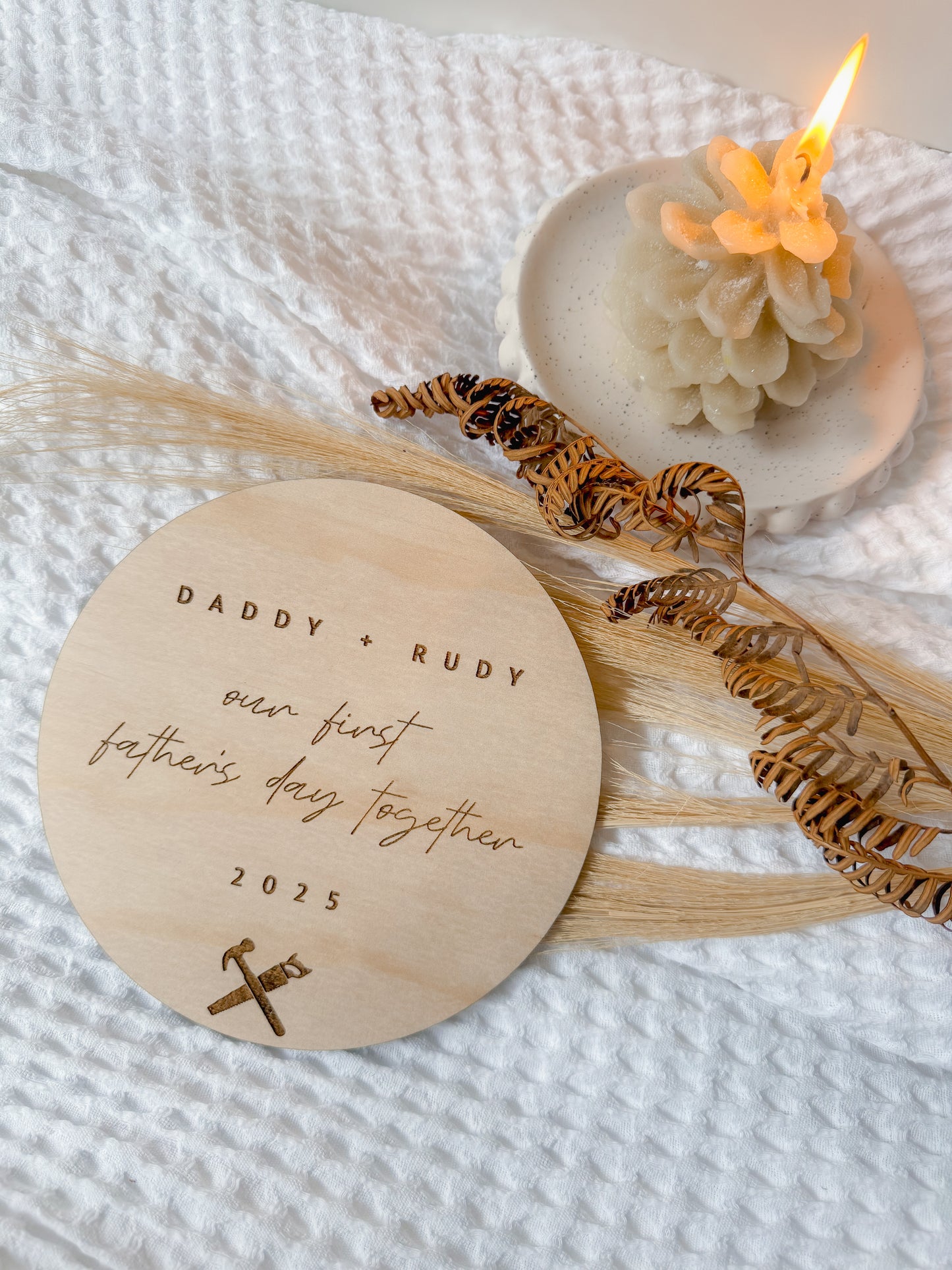 Our First Fathers Day Together | engraved timber