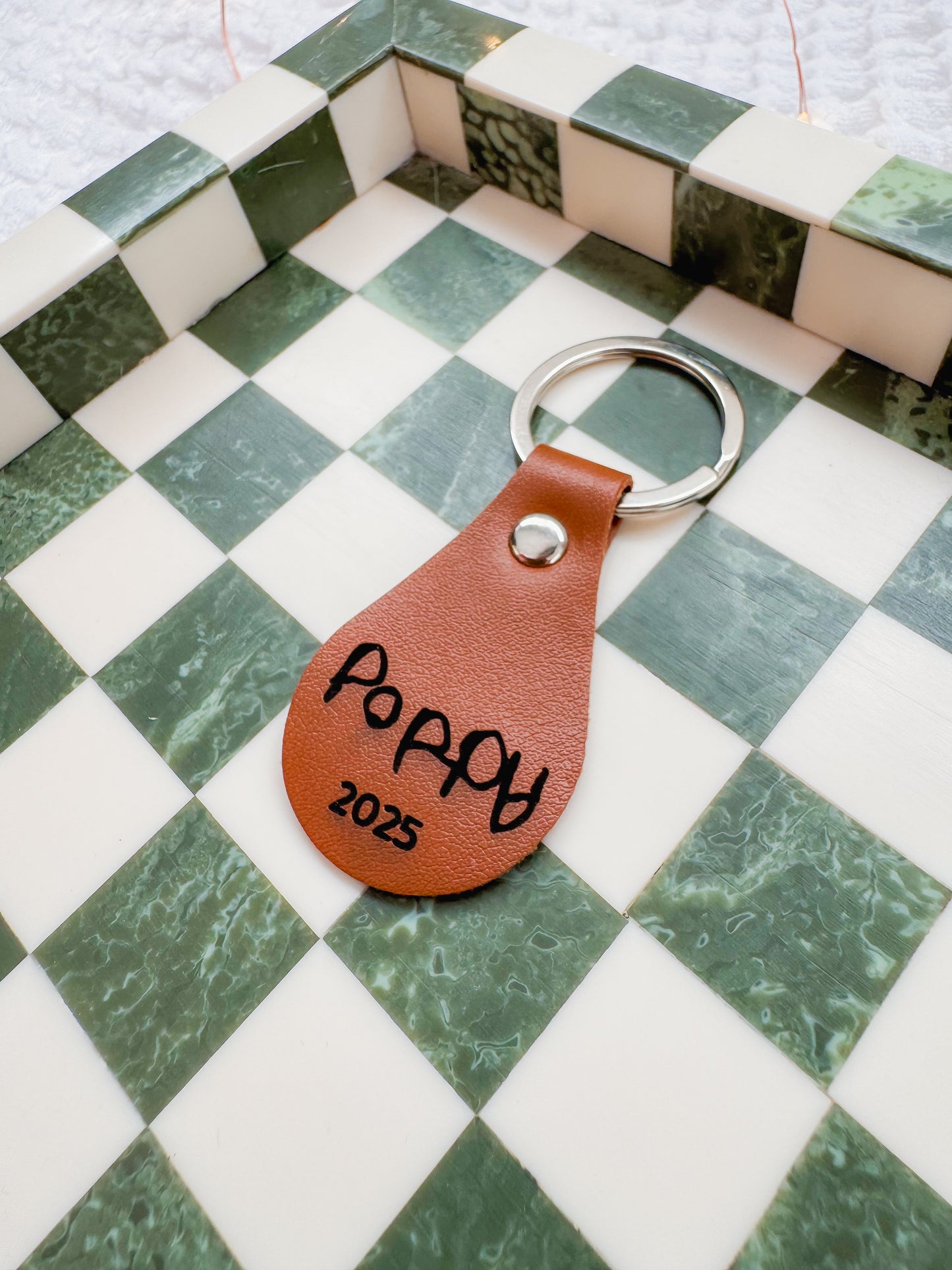 Leather Fob | Custom text ~ drawing