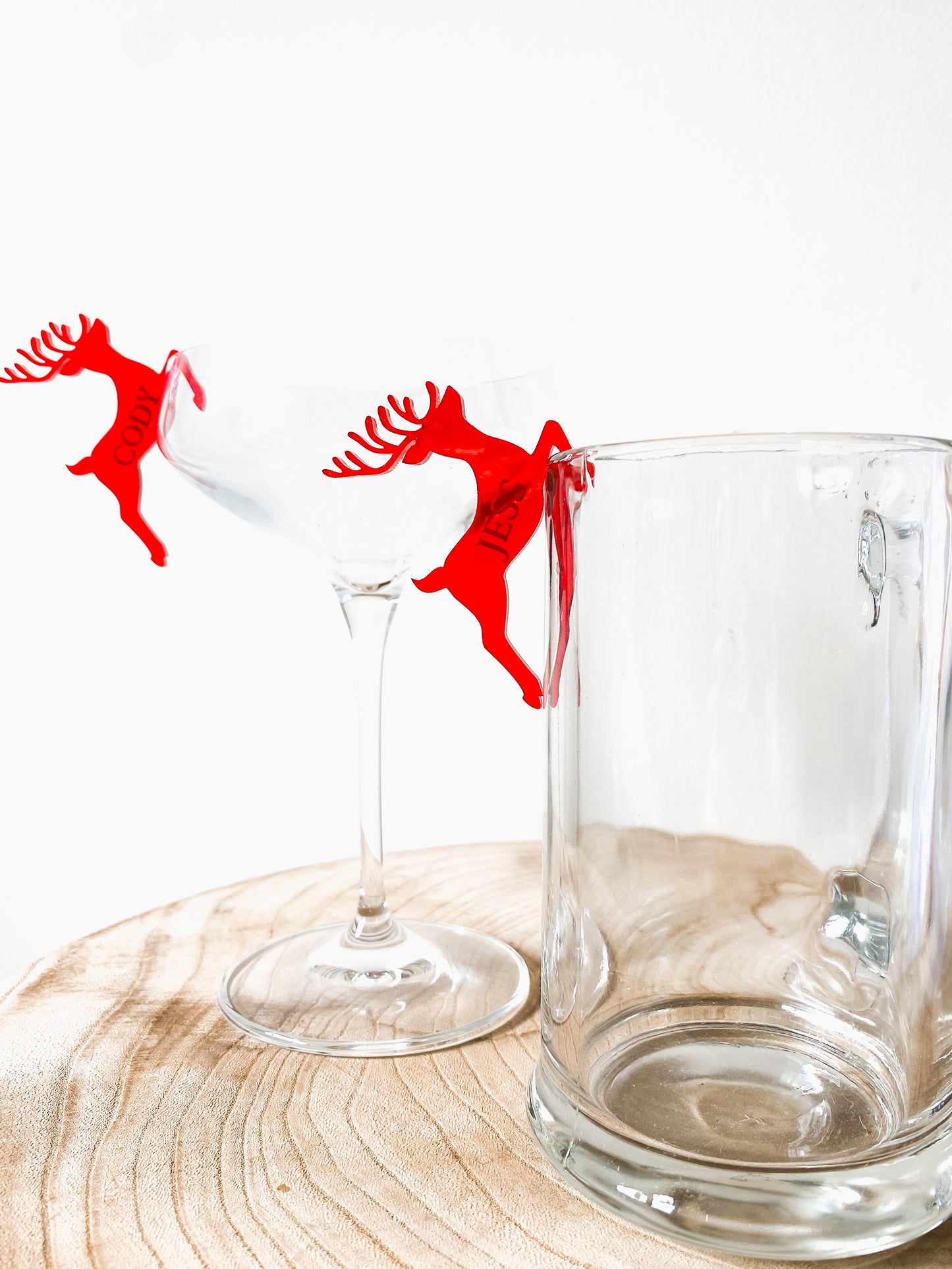 glass toppers | candy cane | reindeer