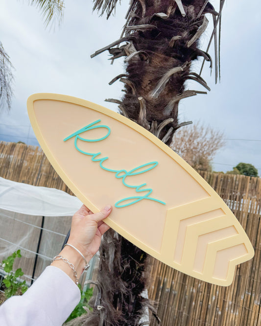 Surf board name plaque