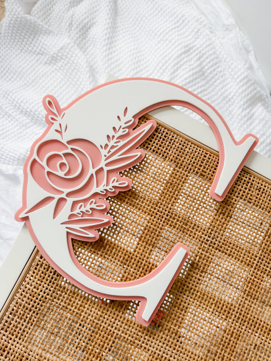 Floral initial Name Plaque