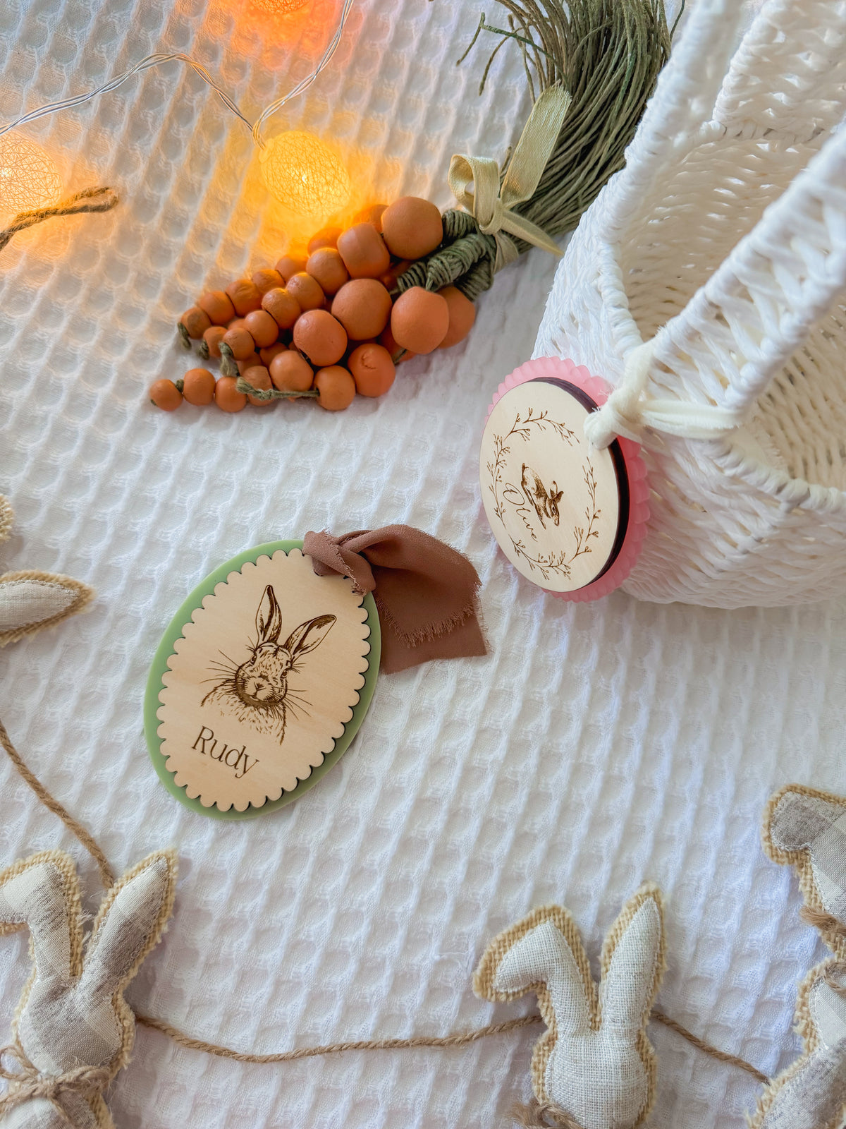 Vintage Basket Tag | Bunny