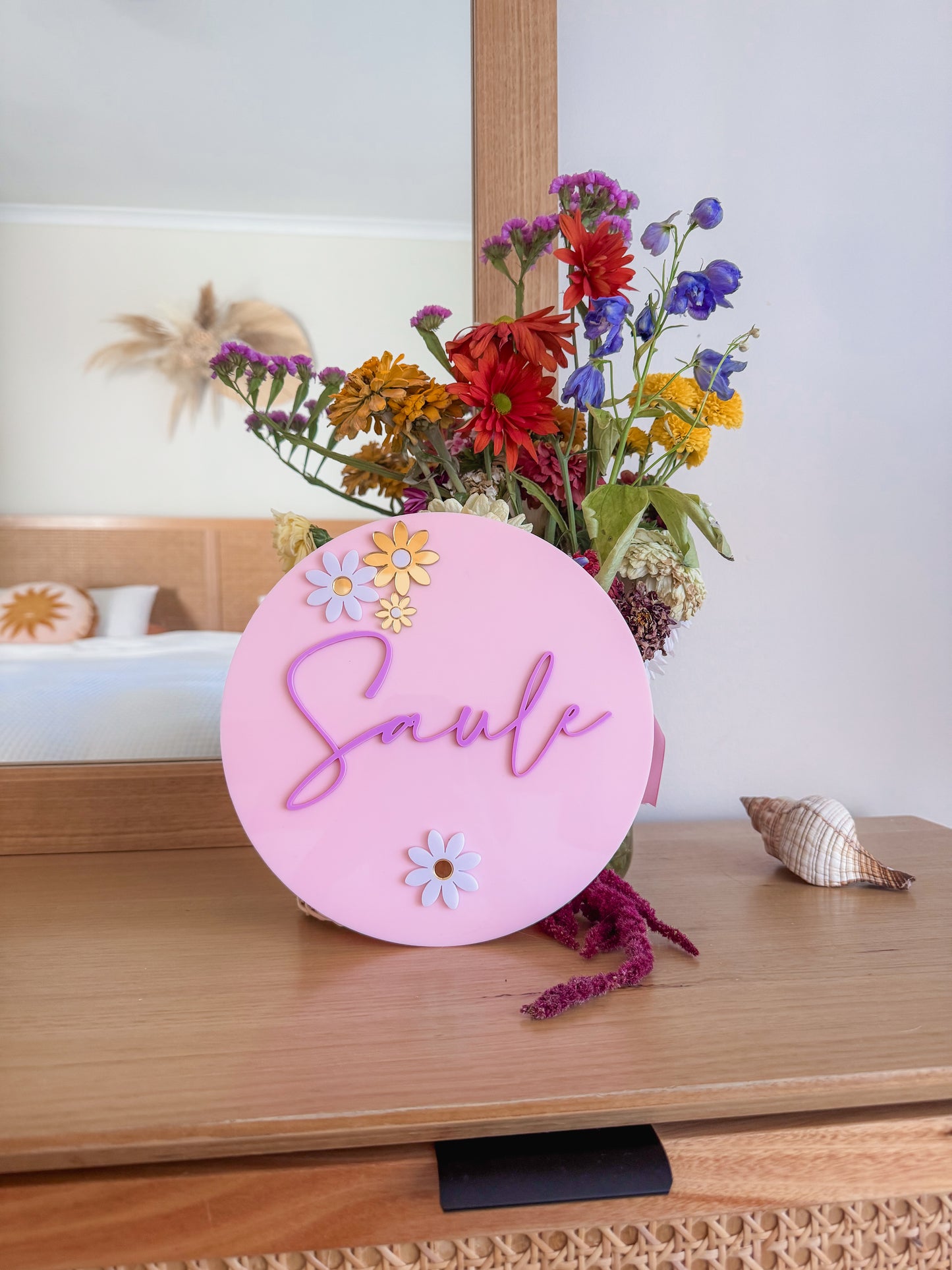 3D Round | Name Plaque Daisy