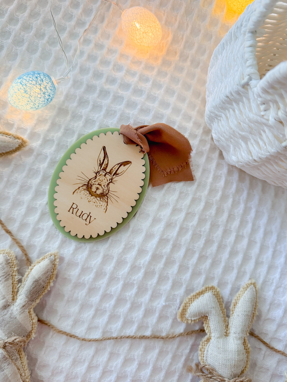 Vintage Basket Tag | Bunny