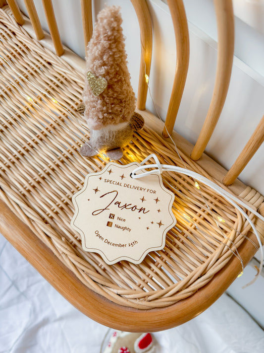 Stocking tag | Timber engraved