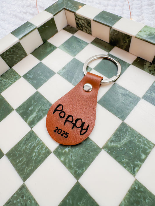 Leather Fob | Custom text ~ drawing