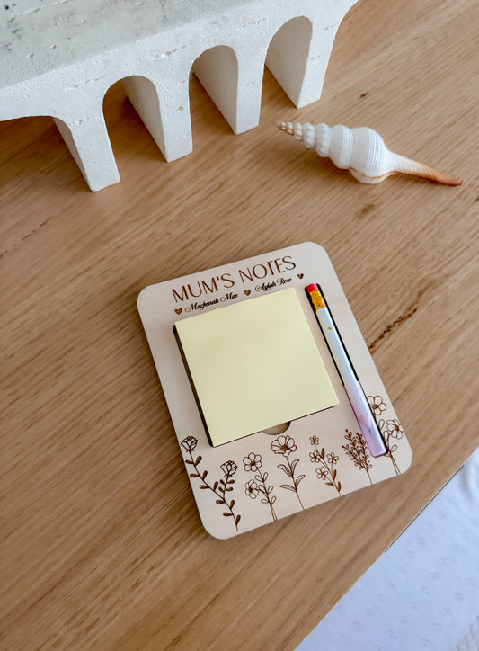 Note pad holder with pencil