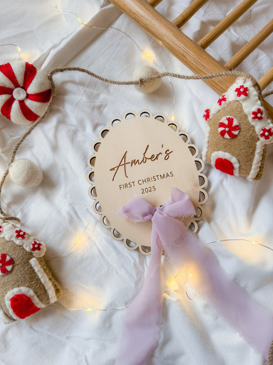 First Christmas | Bow + Scallop engraved